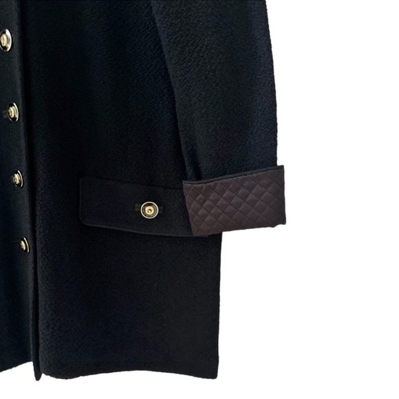 St. John Black Mid Length Boucle Knit Coat Size Small - Picture 5 of 9